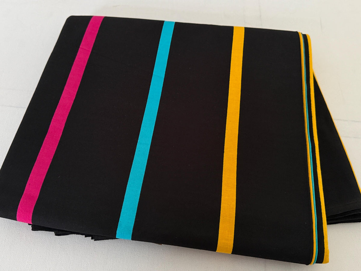 100% Cotton Ankara African Wax Print Fabric, Bold Vertical Stripes (Per Yard)