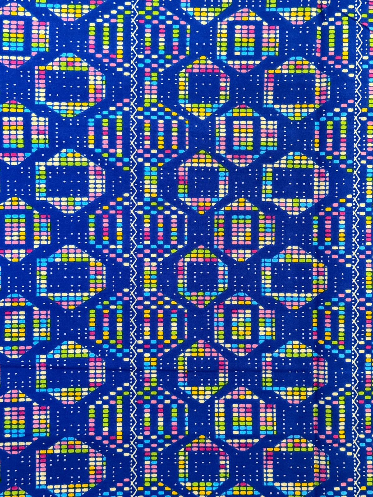 African Print Fabric Yard, Royal Blue Geometric Dot Cotton Ankara, Sewing Apparel (By Yard)