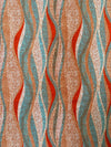100% Cotton Ankara Fabric, Terracotta Teal Wave Stripe Print, Boho Sewing Quilting Yard