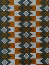 African Kente Print Fabric, Gold Green Diamond Checkerboard Ankara Wax Print, Apparel Sewing Yardage