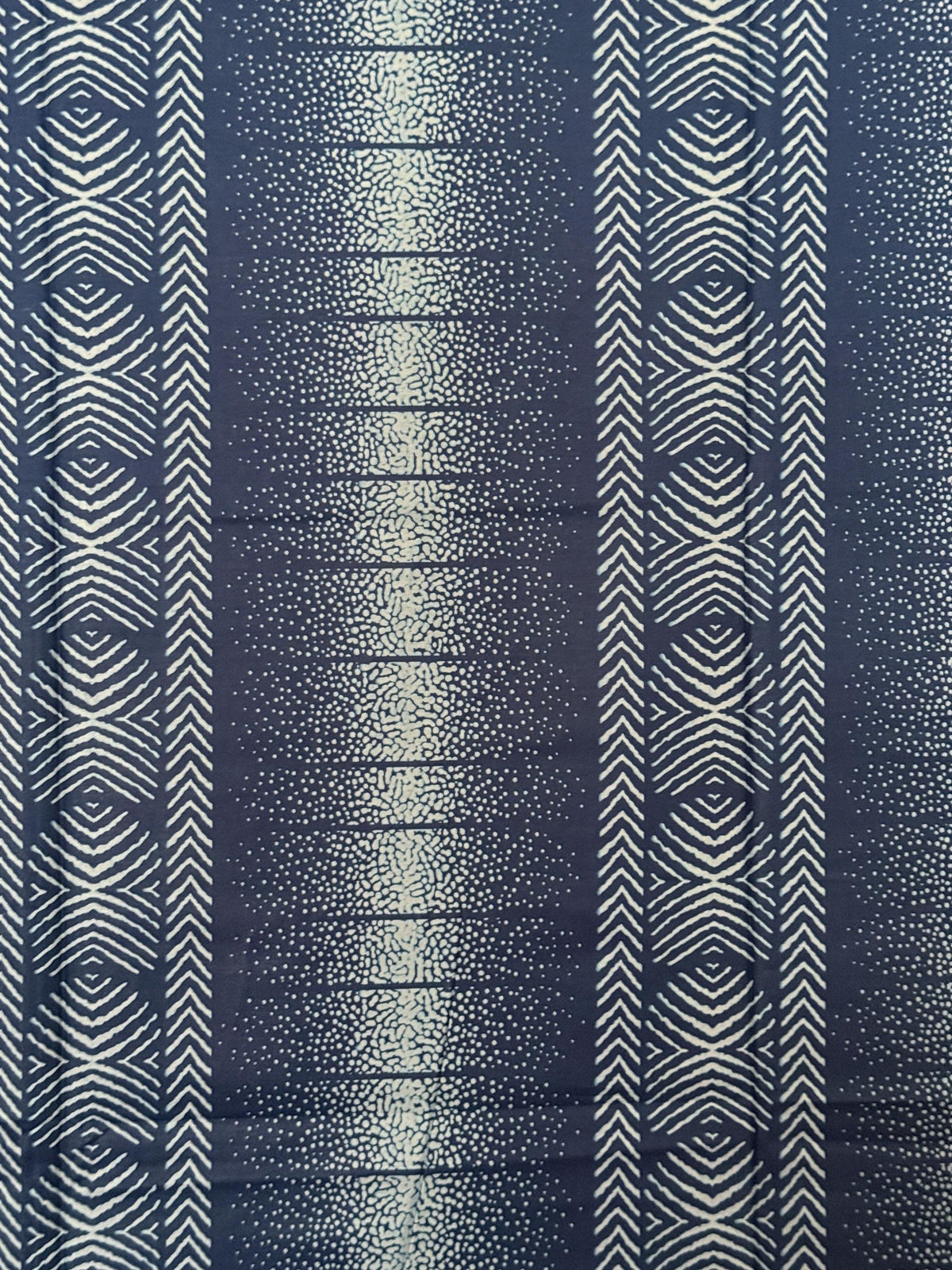 Navy Blue Cream Geometric Eye Stripe Cotton Fabric Per Yard, Ankara Sewing Material