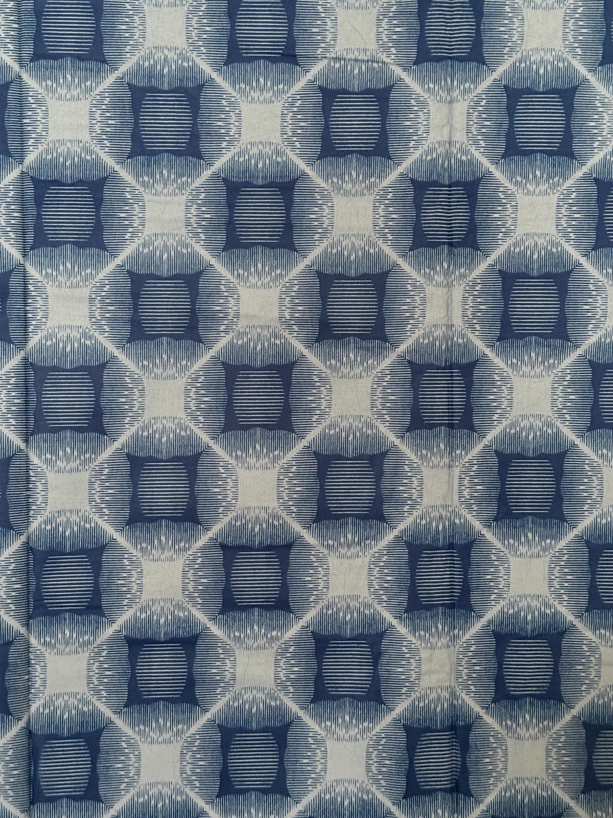 Navy Blue Geometric Cotton Fabric, African Wax Print By Yard