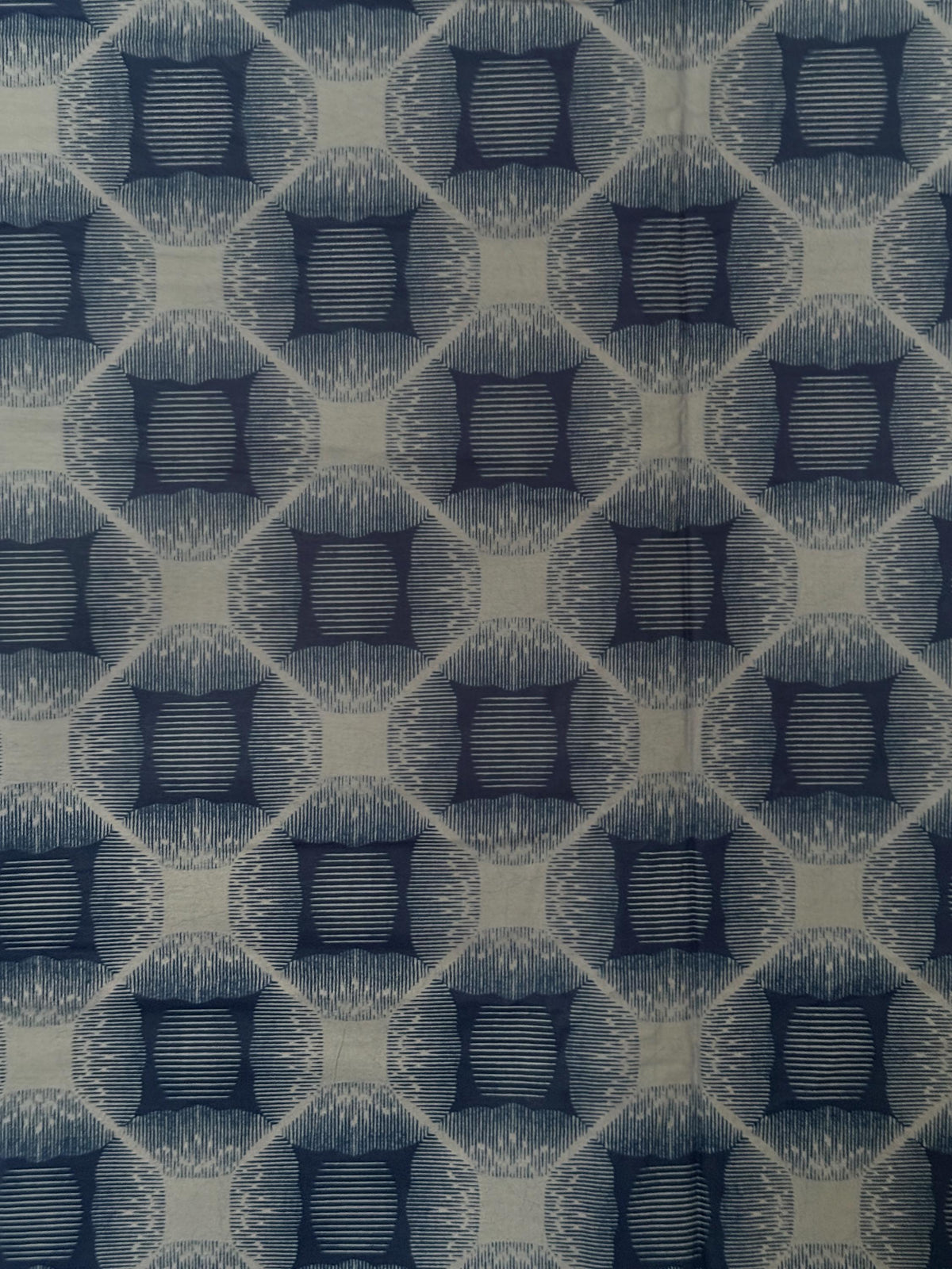 Navy Blue Geometric Cotton Fabric, African Wax Print By Yard