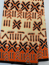 African Mud Cloth Print Fabric, Orange Black Cream Cotton, Tribal Ankara Sewing Yardage