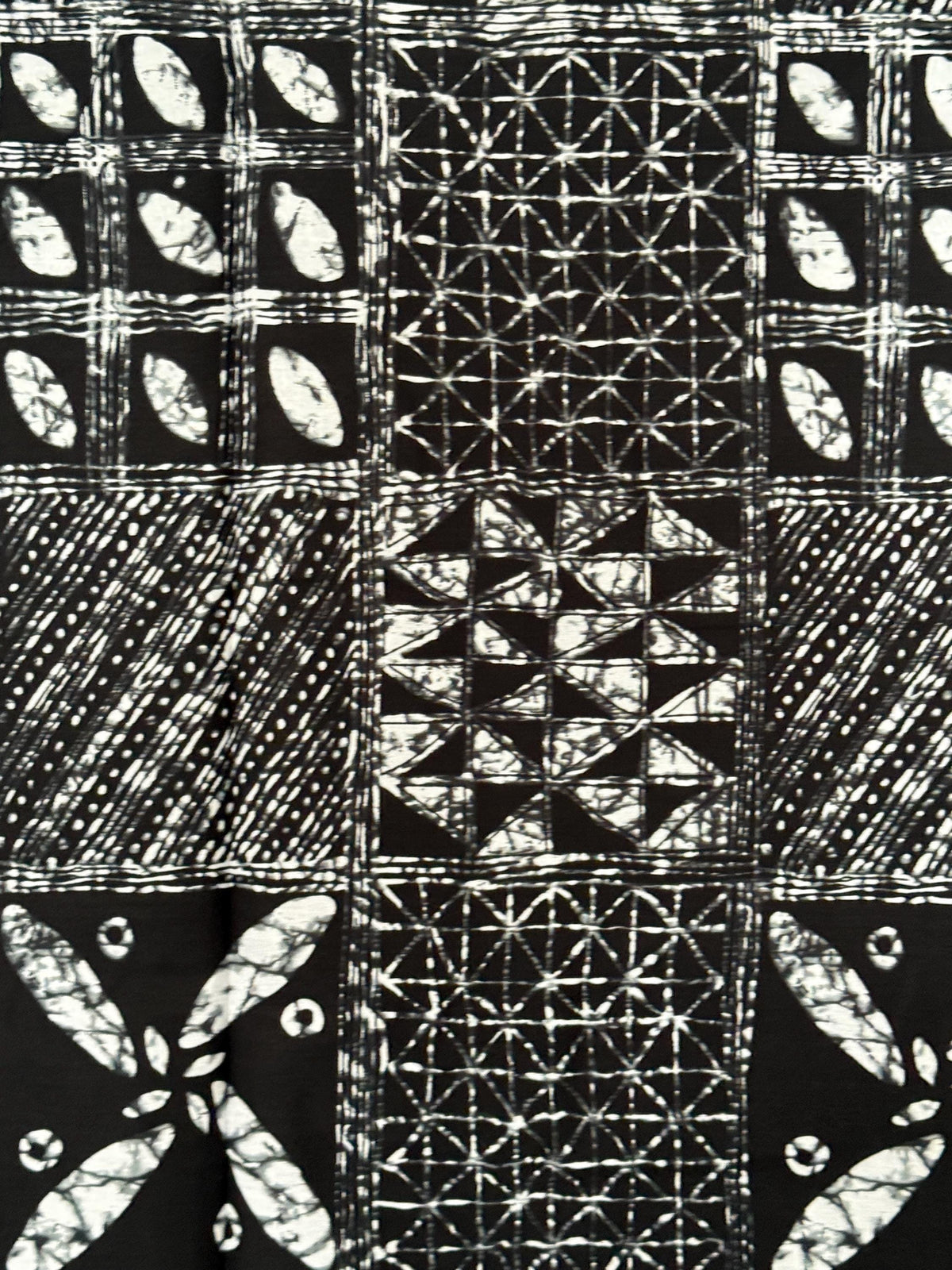 African Print Fabric Yard, Black White Geometric Batik Cotton, Apparel Quilting Sewing