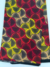 African Print Fabric Per Yard, Lime Green Red Grey Cotton, Retro Geometric Ankara Sewing