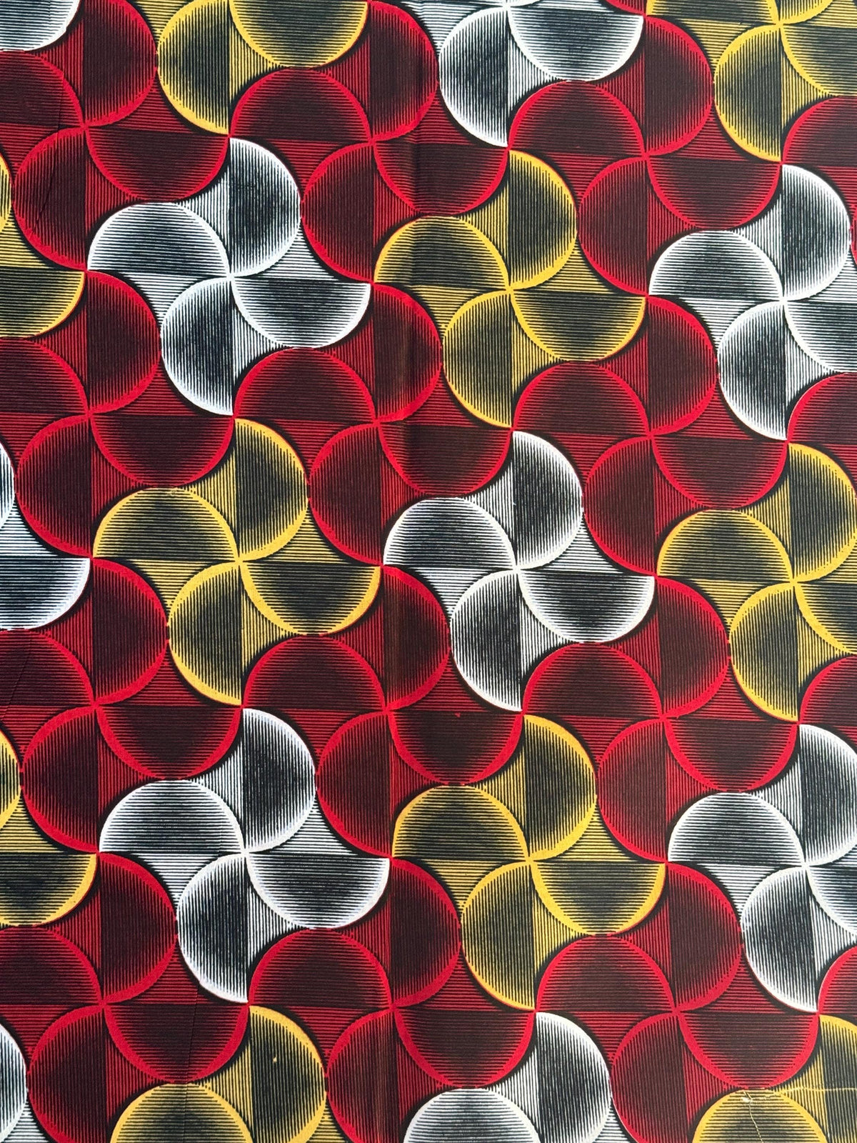 African Print Fabric Per Yard, Red Yellow White Geometric Cotton Ankara Sewing Quilting