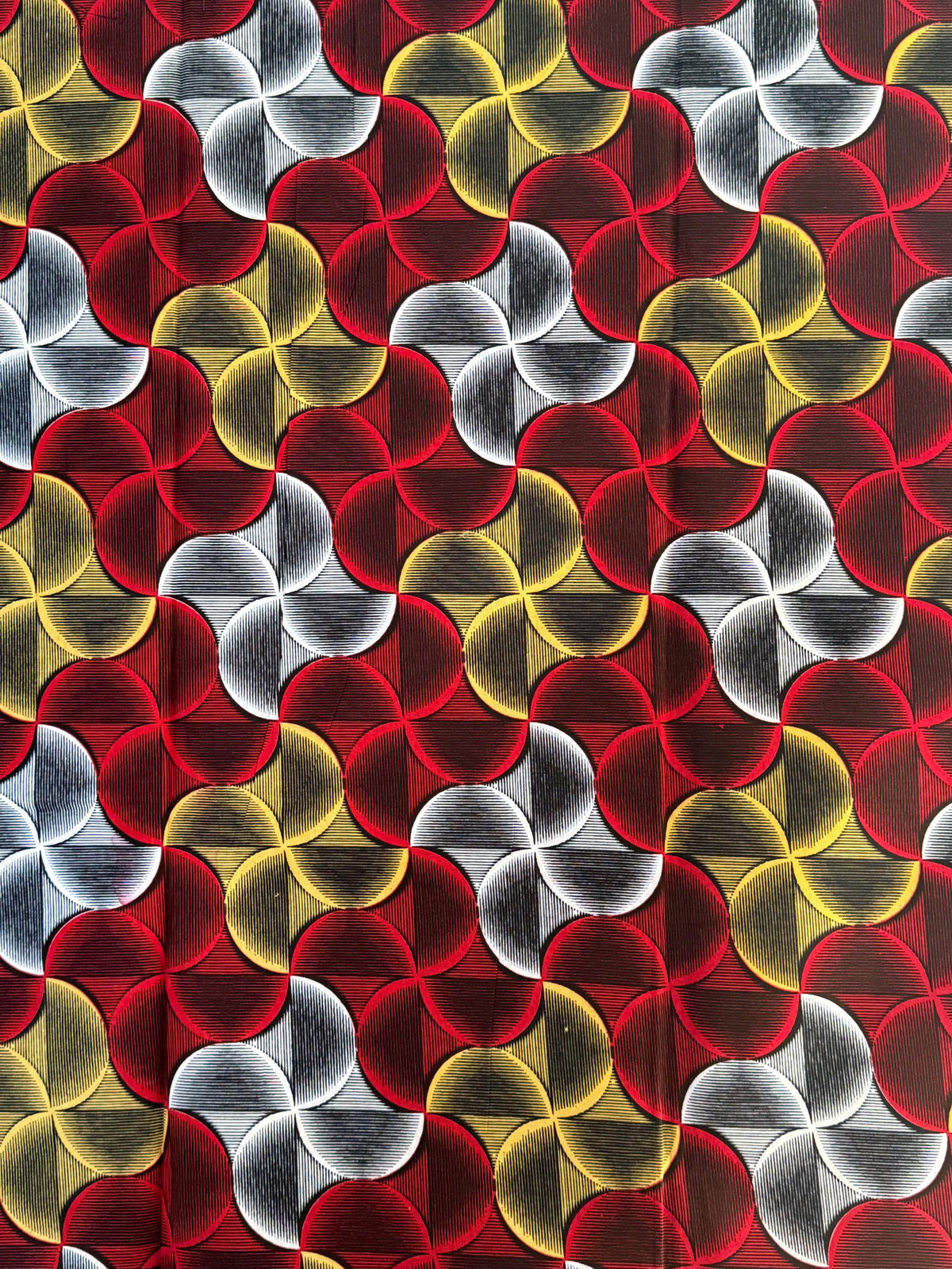 African Print Fabric Per Yard, Red Yellow White Geometric Cotton Ankara Sewing Quilting