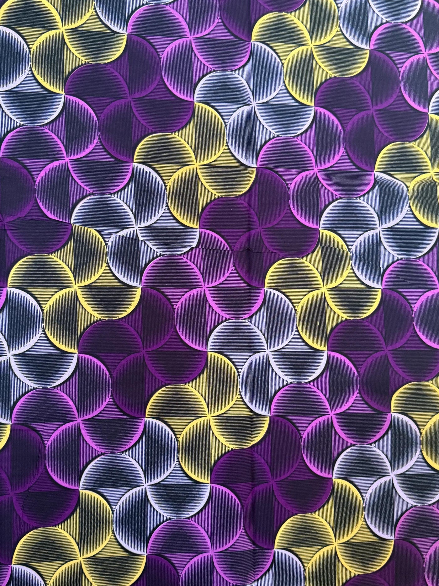 Ankara Cotton Fabric Per Yard, Purple Yellow Pink Silver Geometric Print Sewing Fabric