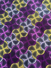 Ankara Cotton Fabric Per Yard, Purple Yellow Pink Silver Geometric Print Sewing Fabric
