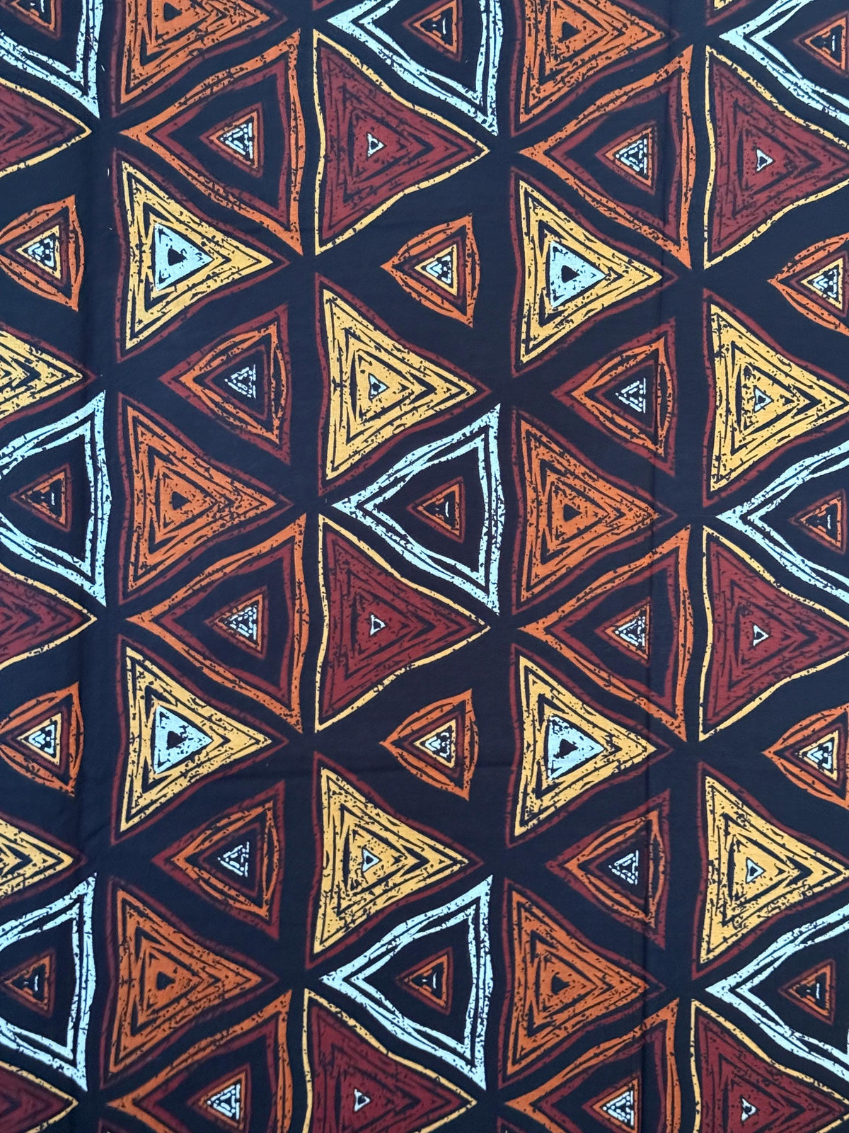 African Print Fabric, Concentric Triangle Ankara Cotton, Tribal Sewing Material Per Yard