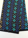 Ankara Cotton Fabric, Black Turquoise Gold Cross Motif Stripe, Apparel Sewing Yard