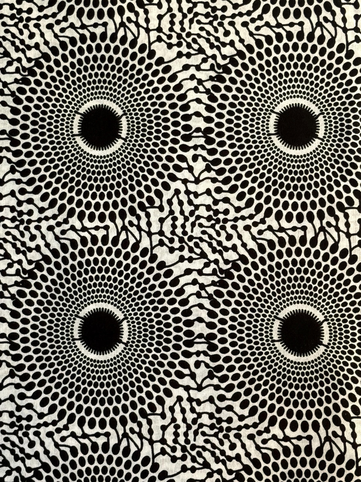 Nsu Bura African Print Fabric, Black White Sunflower Sunburst Ankara Cotton Yardage