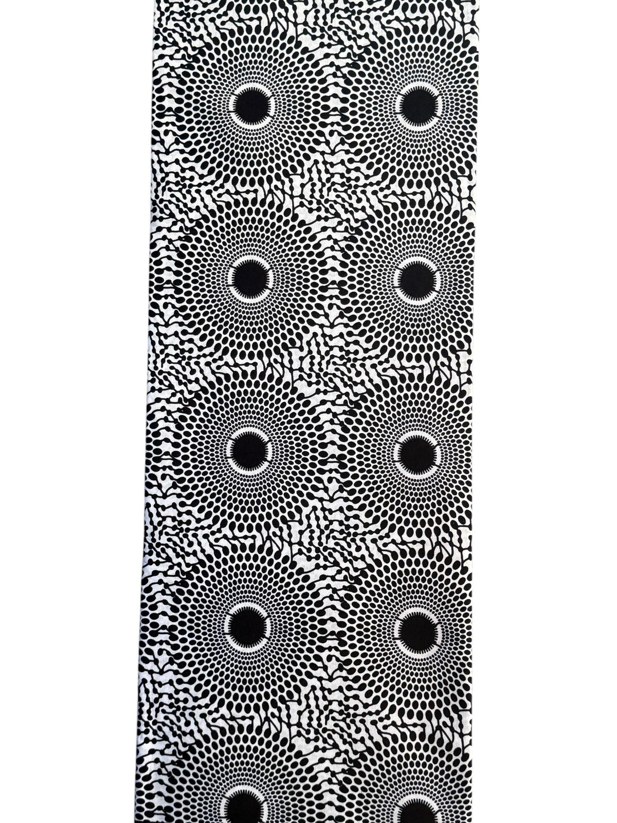 Nsu Bura African Print Fabric, Black White Sunflower Sunburst Ankara Cotton Yardage