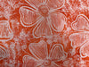 Hand-Dyed Adire Batik Fabric Per Yard, Botanical Floral Cotton, Burnt Orange Cream