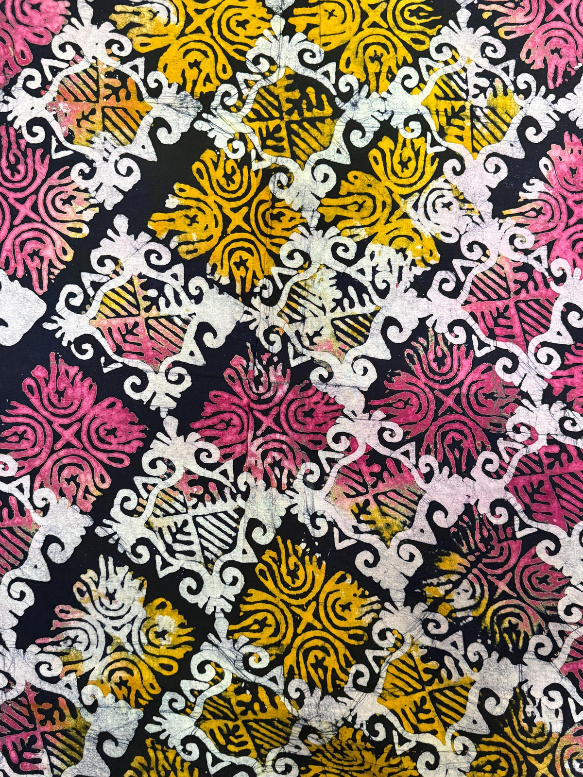 Hand-Dyed Adire Batik Fabric, Botanical Foliage Cotton, Nigerian Artisan Print Per Yard