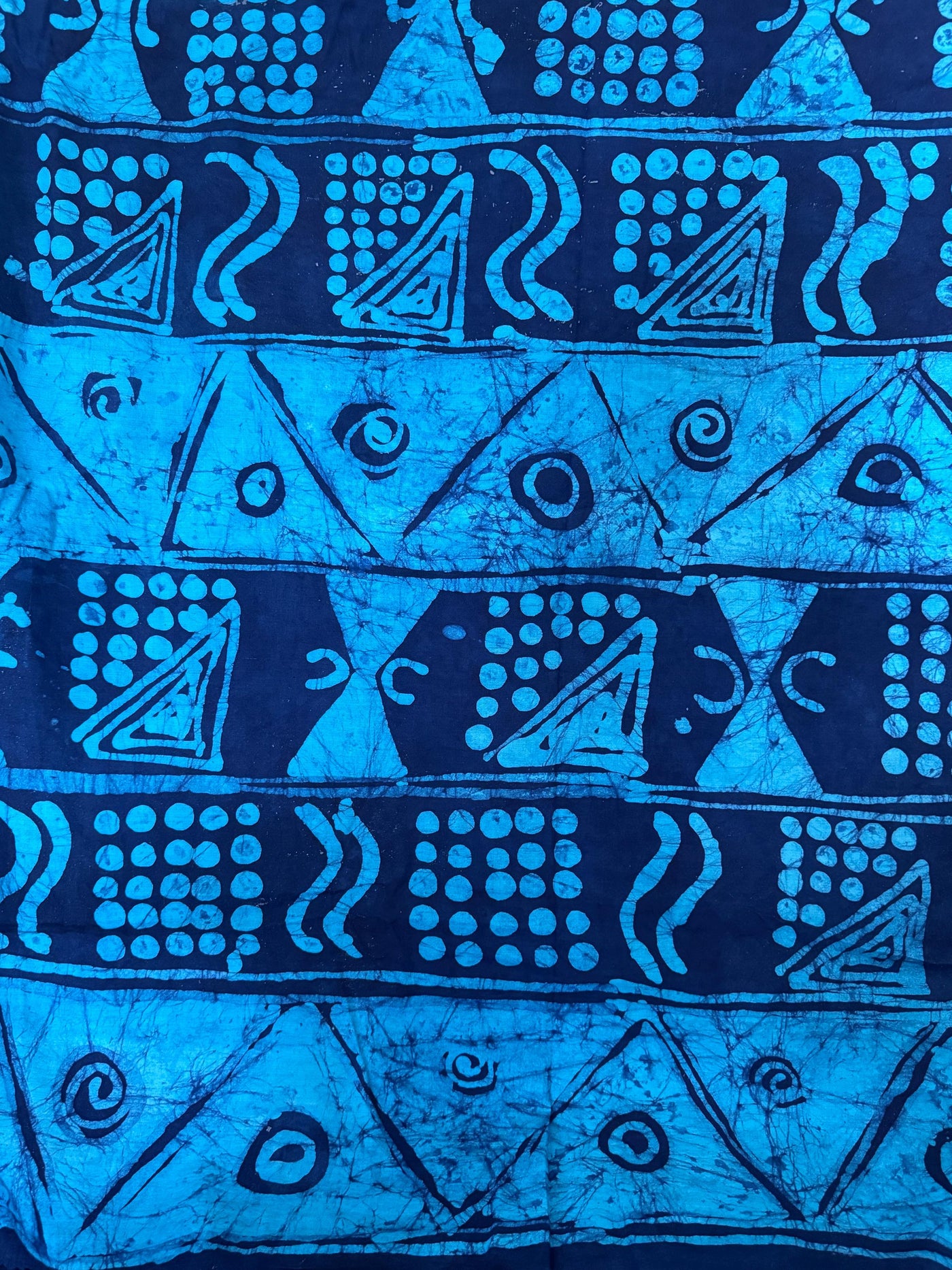 Hand-Dyed Adire Batik Fabric Yard, Nigerian Funtua Cotton, Tribal Geometric Stripes