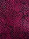 Handmade Adire Batik Fabric, Hot Pink Medallion Leaf Cotton, Nigerian Artisan Dyeing