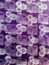 Hand-Dyed Adire Batik Fabric Per Yard, Purple Lavender Cotton, Tribal Spiral Pattern