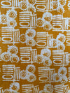 Hand-Dyed Adire Batik Fabric, Golden Amber Cotton, Tribal Spiral Pattern Per Yard