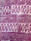 Handmade Adire Batik Fabric Per Yard, Magenta Purple Cotton, Tribal Diamond Oval Pattern