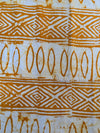 Hand-Dyed Adire Batik Cotton Fabric, Golden Amber Tribal Diamond Pattern Per Yard