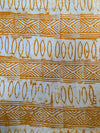 Hand-Dyed Adire Batik Cotton Fabric, Golden Amber Tribal Diamond Pattern Per Yard