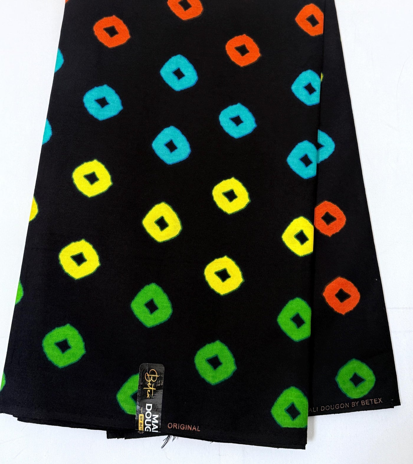 Mali Dogon African Print Fabric Per Yard, Multicolour Black Hollow Square Dot Ankara Pure Cotton, Geometric African Sewing Fabric